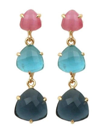 Eliza 3 Stone Drop Earrings