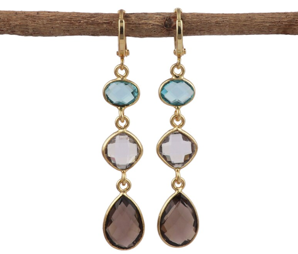 Louise Three Stone Drop Earrings