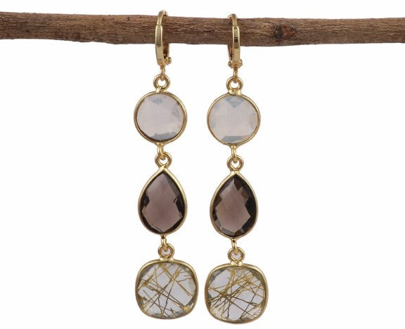 Marissa Three Stone Drop Earrings