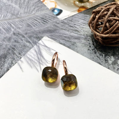 Pamela Olive Green Quartz Candy Drop Earrings