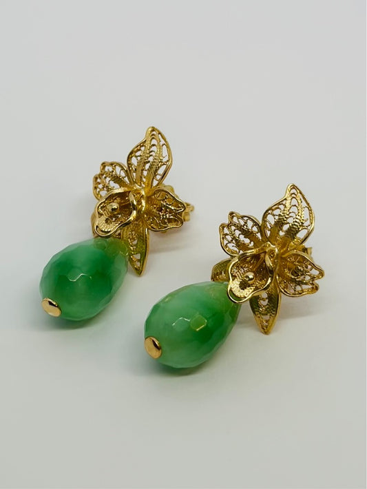 Marisol Drop Powder Green Jade Earrings