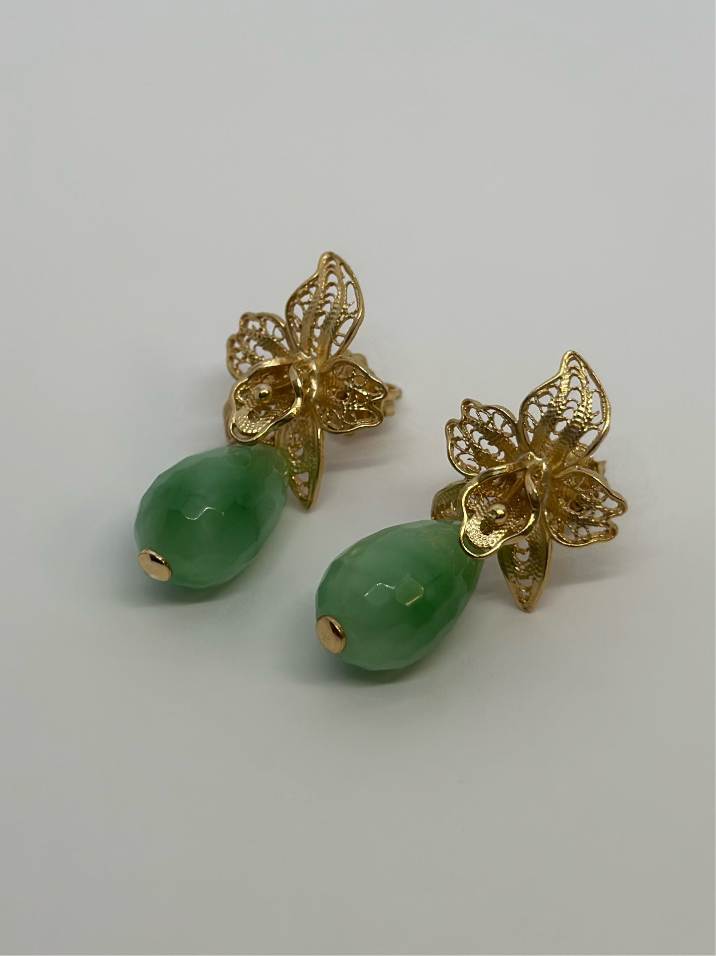 Marisol Drop Powder Green Jade Earrings