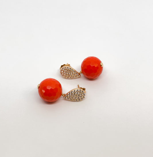 Cecile Coral Drop Earrings